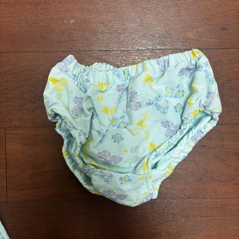 Vintage Gymboree Floral Linen Blend Two Piece Dress